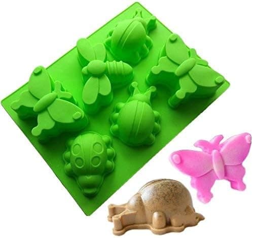 Allforhome 6 Insect Butterfly dragonfly Silicone Cake Baking Molds Cake Pans Muffin Cups Handmade Bath Bomb Soap Molds Chocolate Candy Ice Cream Soap diy Mould Bakeware Bread Molds