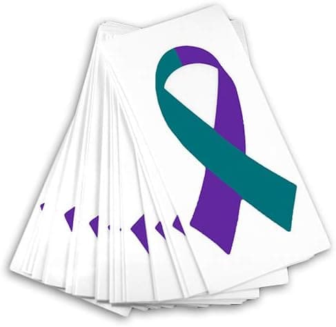 Small Teal & Purple Ribbon Decal/Sticker (1 Decal - Retail)