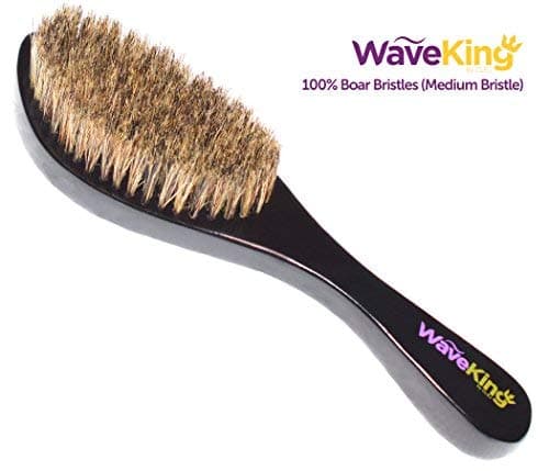 100% Boar Bristles Wave Brush (MEDIUM Bristle) By CLEJ | Ergonomic Waves Brush With Maple Hardwood Handle For Women, Men & Children | Perfect For Afros, Dreads, Locs, Curls & Twists