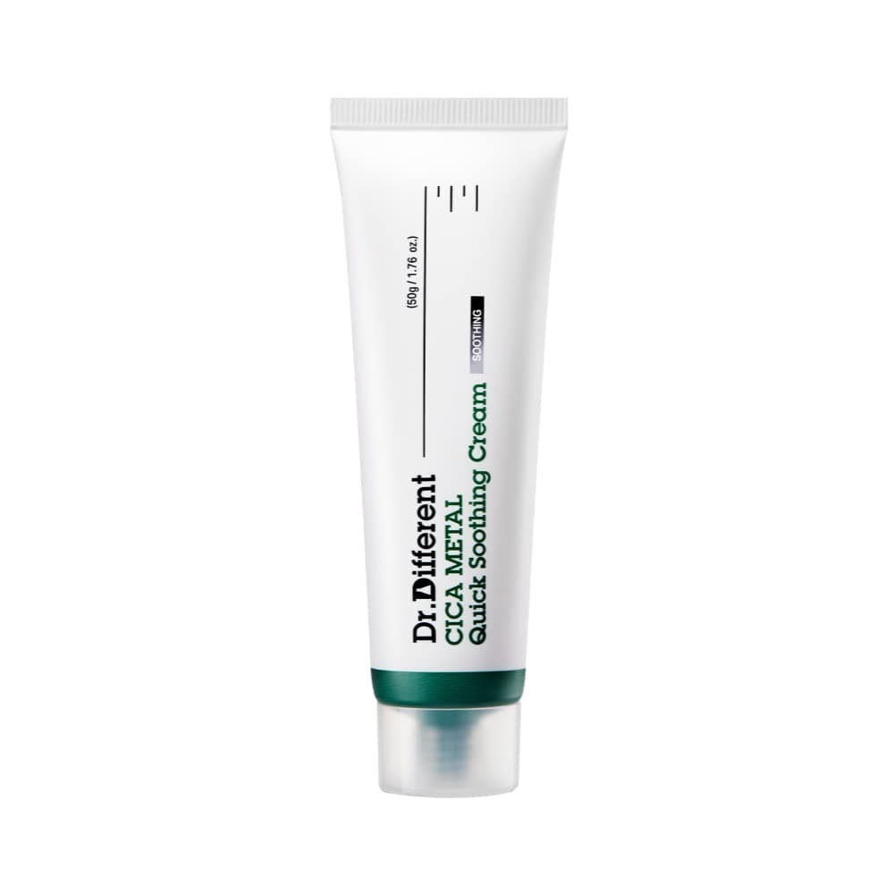 Dr. Different Cica Metal Quick Soothing Cream – Calming & Refreshing Face Cream with Centella Asiatica, Copper & Zinc - Relieves Redness & Sensitivity - For Oily and Blemish Skin, 1.69oz.