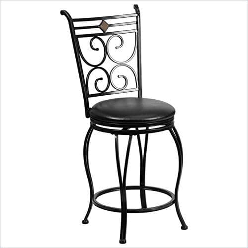 Flash Furniture Counter Height Swivel Barstool with Black Leather Seat