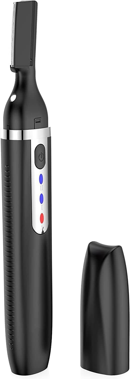 Facial Hair Remover and Eyebrow Trimmer, Rechargeable Hair Removal Women's Electric Shaver Razor for Peach Fuzz Chin Cheek Upper Lip (Black)