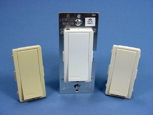 Leviton VZ0SR-1LZ Vizia Matching Switch Remote to 120-Volt AC Dimmers/Fan Speed Control and VZS15-1L Switch with LED, White, Ivory, Light Almond