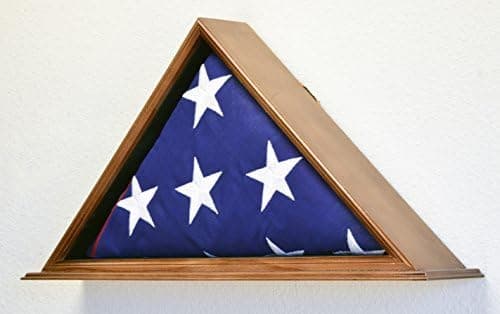 Flag Display Case for 5 x 9.5 Burial/Funeral/Casket/Veterans Military Flag Box Solid Wood USA