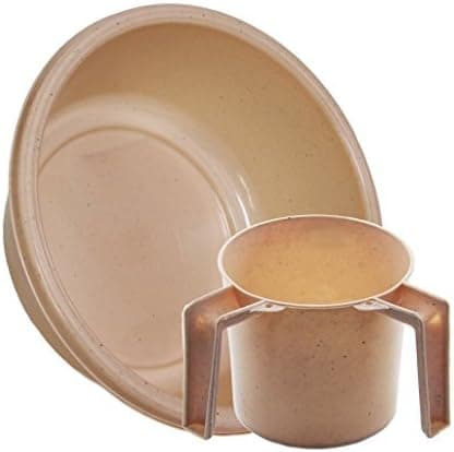 YBM Home Round Wash Cup & Round Wash Basin Netilat Yadayim, Negel Vasser Set Ba157-1148set (1, Beige with Dots)