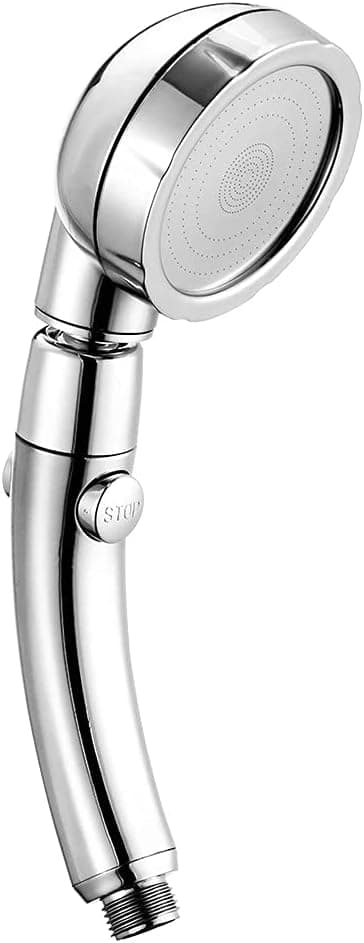 Nbpls Shower Head 360 Degree Rotating No Hose, One-button Water Stop with Switch, High Pressure Water Shower Head, Three Modes of Handheld Shower (Sliver)