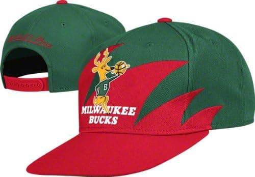 Mitchell & Ness Milwaukee Bucks Red-Green NBA Sharktooth Snapback Adjustable Hat