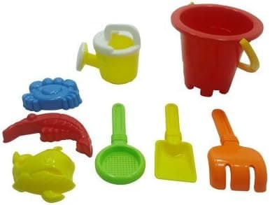Summer Fun 6 Piece Children's Kid's Mini Toy Beach/Sandbox Tool Play set, Comes with Watering Bucket, Hand Tools, Sand Molds (Colors May Vary) by YMCtoys