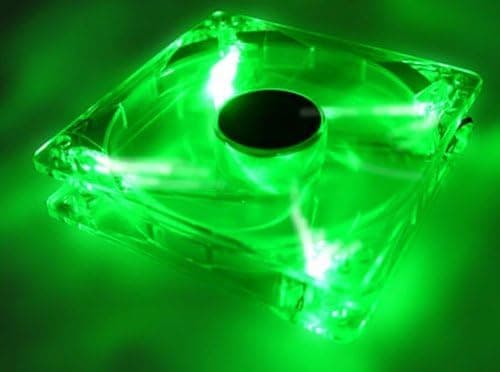 5 Stars Computer 120mm, 12cm Quad-4 Green LED Computer Desktop PC Case Clear Cooling Fan, 3 and 4 pin Connector with Screws, Quiet and Silent