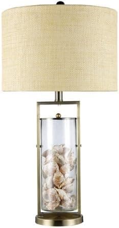 Dimond D1978 15-Inch Width by 29-Inch Height Millisle Table Lamp in Antique Brass and Clear Glass with Shells Inside