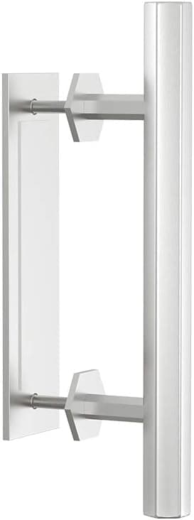 12" Pull and Flush Door Handle Barn Door Pull Handle Set Hexagon Shape for Gate Kitchen Furniture Cabinet Closet, Stainless Steel
