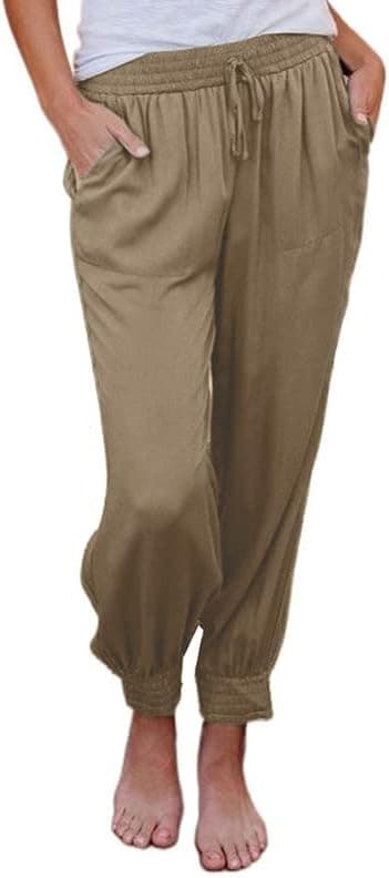 Dokotoo Womens 2023 Soft Casual Drawstring Tie Elastic Waist Loose Jogger Pants with Pockets