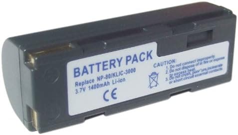 GSI Super Quality Replacement Battery For Select FUJIFLIM Digital Cameras, Functions Exactly As Original NP-80, 3.7V, Li-ion/1400mAh, Black