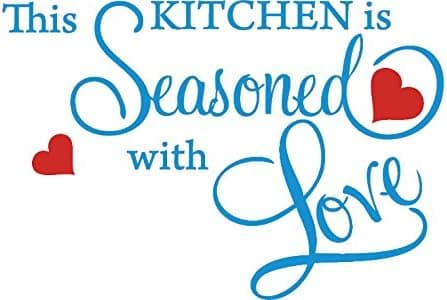 Picniva Blue 22'' X 31'' This Kitchen is Seasoned with Love Wall Quote Sticker