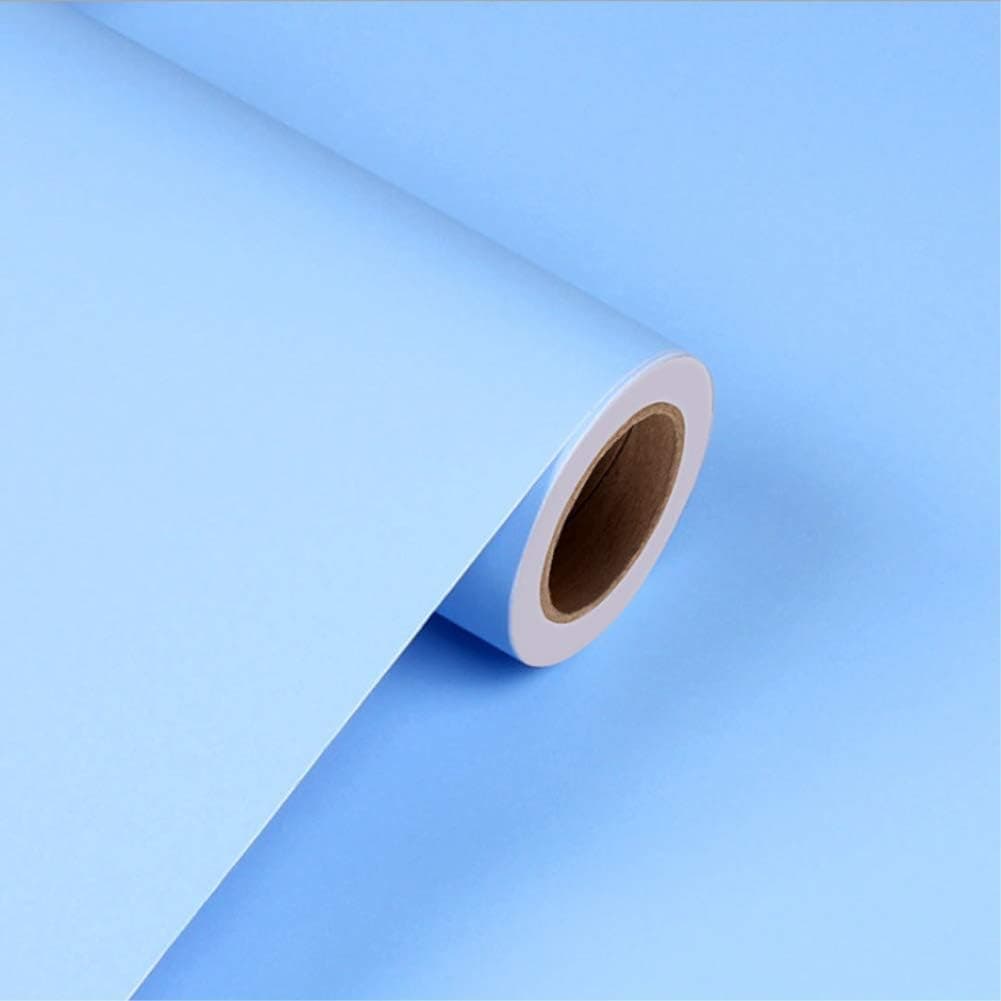 Yija Solid Color Frosted Waterproof Wallpaper Shelf Drawer Liner Self-Adhesive Cabinet Sticker 15.6 Inch by 98 Inch (Sky Blue)