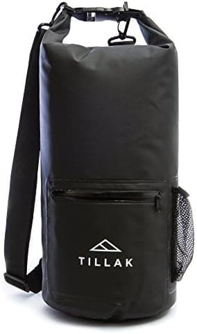 Tillak Kiwanda Dry Bag, PVC-Free Waterproof Backpack with Zip and Bottle Pocket, Padded Adjustable Straps - Roll Top Compression Dry Sack Perfect for Kayaking, Boating, Fishing, Camping, or The Beach