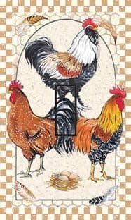Pretty Boy Roosters Single Toggle SwitchStix Peel and Stick Switch Plate Cover Décor - 2 Units