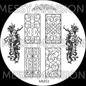 MESSY MANSION MM53 Nail Art Stamping Plate - Victirian Gates II theme