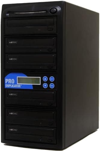Produplicator 1 to 5 M-Disc (Permanent Data Back Up Disc) CD DVD Duplicator (with Nero Essentials Burning Software) - Standalone Duplication Tower Copier Replication Burner