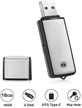 Voice Recorder by Lgsixe USB Flash Drive 384Kbps Digital Voice Recording 16gb No Flashing Light When Recording,Compatible with Windows,Android OTG Mini Recorder