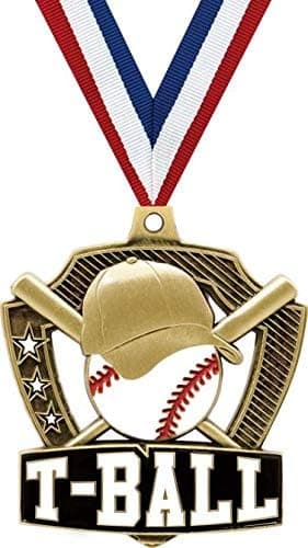 T-Ball Medals - 2.25" Gold T-Ball Team Medal Awards Prime