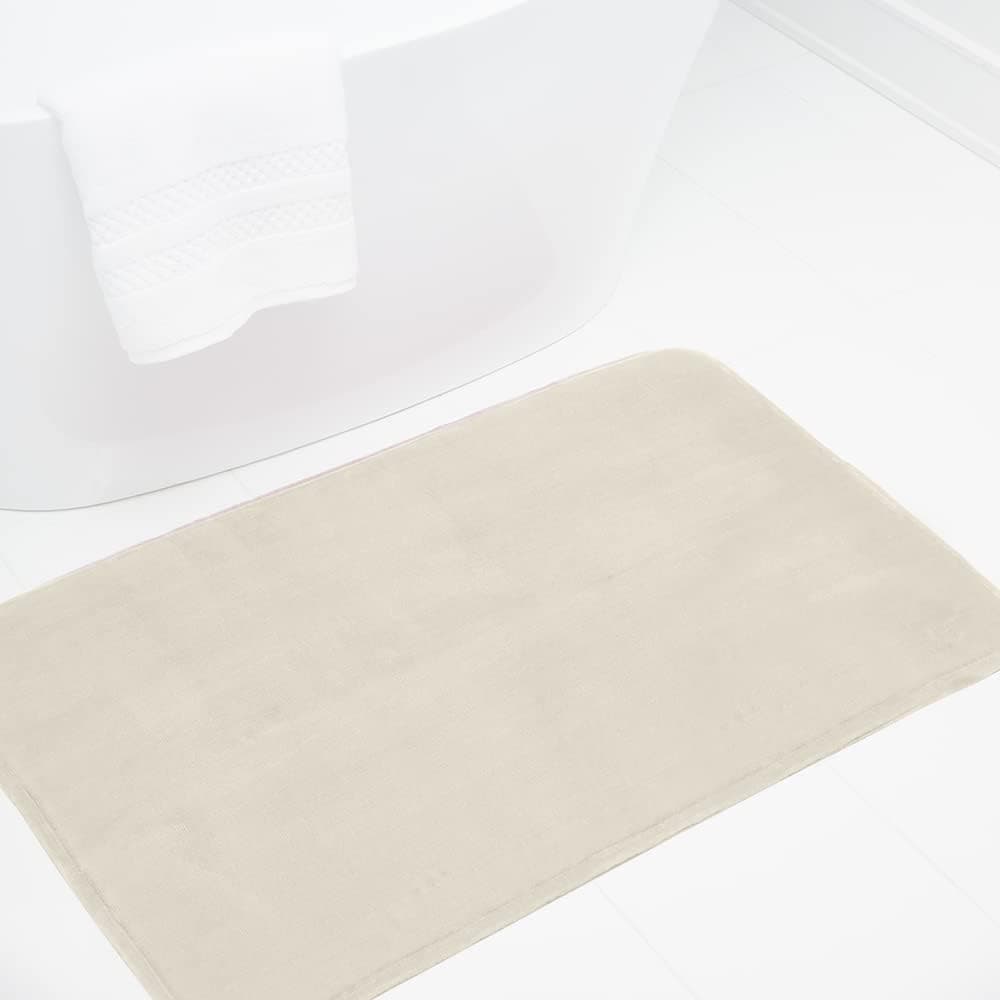 lalaLOOM Thick Memory Foam Bath Rugs, Soft Velvet is Absorbent, Bathroom Mats, Durable Dots on Underside, Machine Washable Bathmat, Carpet Rug, Plush Room Décor for Shower Floor, 24x17, Oatmeal
