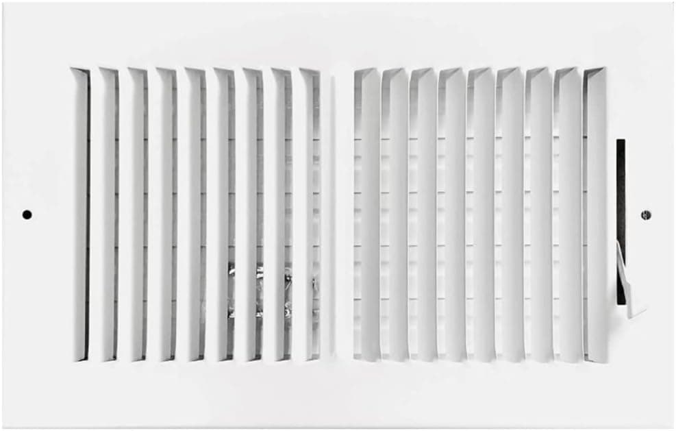 Air Flow Decor 10"x 6" HVAC Vent Cover | 2-Way Steel Air Vent Covers for Wall, Sidewall and Ceiling | Air Supply Register Vents Cover, White (Screws Included) | Outside Dimensions: 11.75" W X 7.75" H
