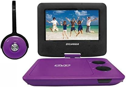 Sylvania SDVD7043-PURPBLK 7-Inch Portable DVD Player with Matching Oversize Headphones (Purple)