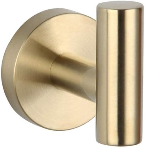 GERZWY Bath Single Coat Hook SUS 304 Stainless Steel Towel/Robe Clothes Hook for Bathroom Kitchen Contemporary Hotel Style Wall Mounted Brushed PVD Zirconium Gold AG1207C-BZ