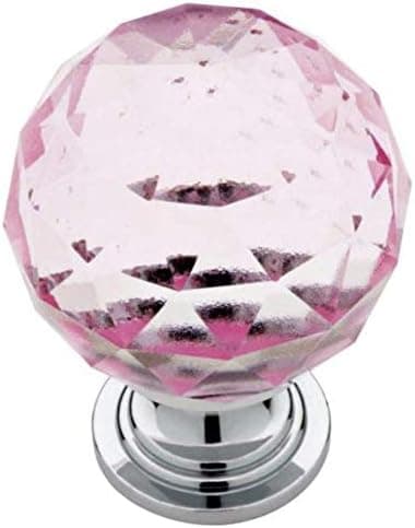 24 Pack - Liberty P30779C-PNK-C Chrome and Pink Faceted Glass Cabinet Knob, 1-3/16 inch