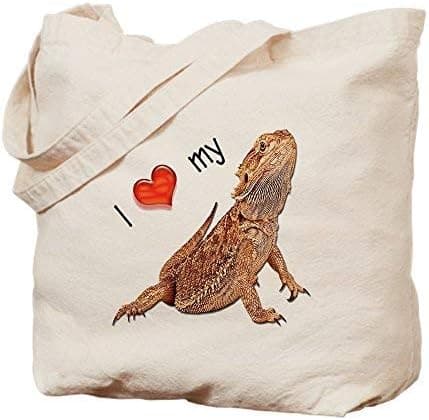 CafePress I Luv My Bearded Dragon Tote Bag Natural Canvas Tote Bag, Reusable Shopping Bag