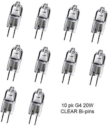 10 Pack BEELITE Halogen Lamp Q20/G4/CL 12V 20 Watt T3 JC Type 12 Volt ClearG4 Bi-pin Base Light Bulb