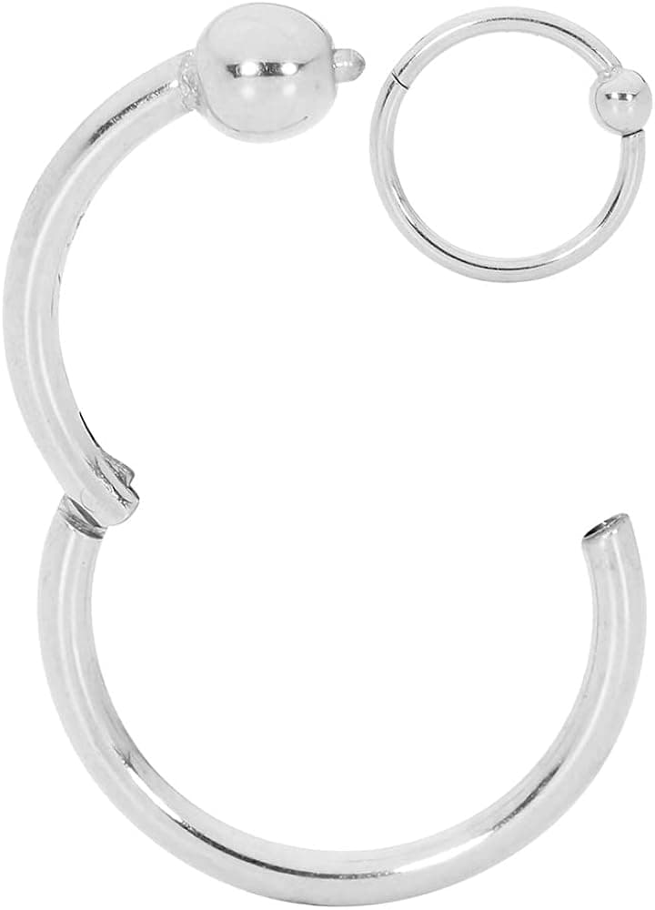 365 Sleepers G23 Titanium 20G 18G 16G 14G BCR Ball Closure Septum Hinged Segment Nose Lip Ring Hoop Earrings Body Jewellery