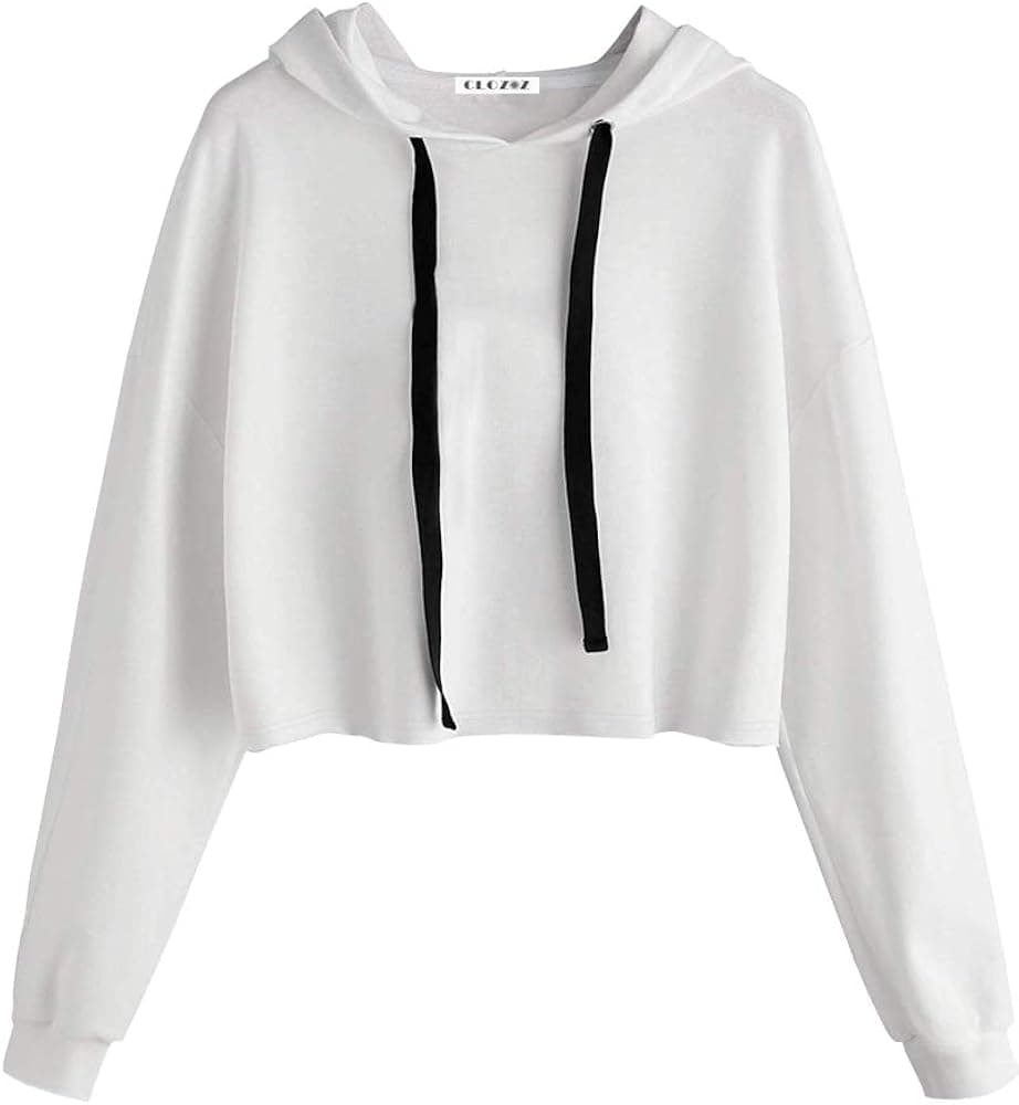 CLOZOZ Women's Cropped Hoodie Casual Workout Crop Sweatshirt Tops Pullover Hoodie for Women