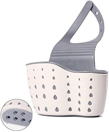 TuuTyss Double Solid Plastic Hanging Sponge Holder,Sink Caddy for Kitchen-Beige,Set of 2