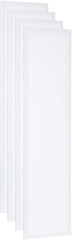 NSL 1x4 LED Flat Panel Light (4 Pack) - Recessed Drop Ceiling Lighting Fixture (0-10V Dimmable, 40W, 4000K,4400 Lumens)- White Frame Panels -cUL DLC Certified Lights -Ideal Replacement for Troffer