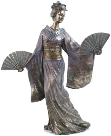 Japanese Geisha Fan Dancer Statue Asian Art Decor