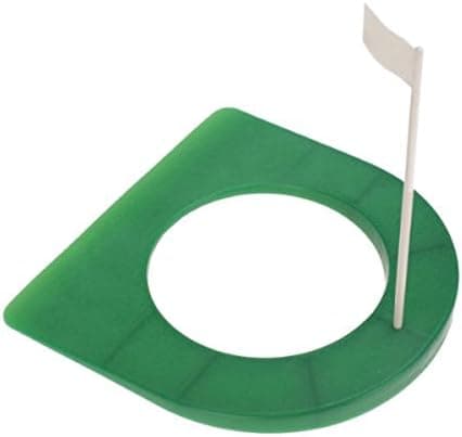 WINOMO Golf Rubber Putting Cup with Hole and Flag (Green + Beige)