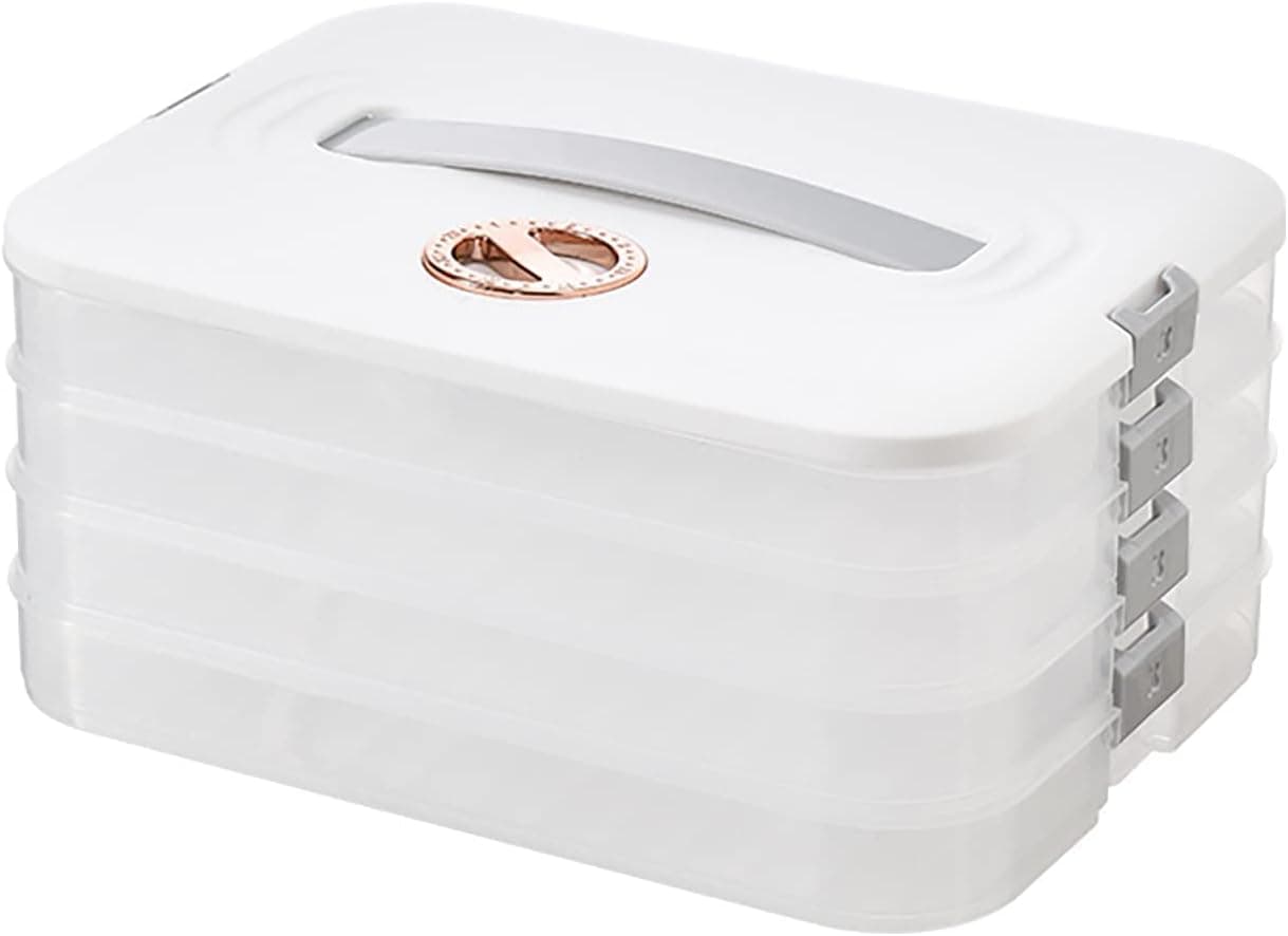 Jonvin 4-Layer Food Storage Containers,Food Storage Containers with Lids Dumpling Storage Box,Good Sealing,Stackable Dumpling Food Containers