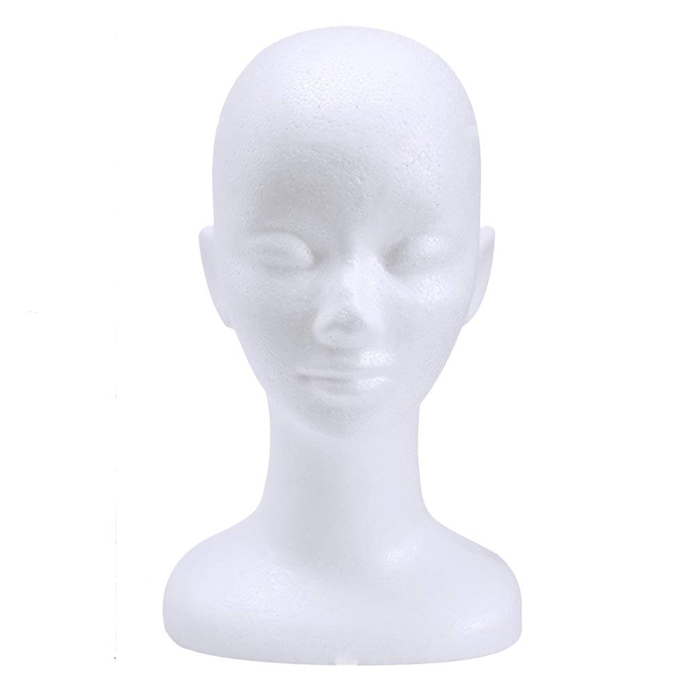 wreatrea 13 Inch Female Foam Mannequin Head, Styrofoam Wig Stand Model Head Display Women's Hairpieces, Hats, Masks, Glasses, Headbands