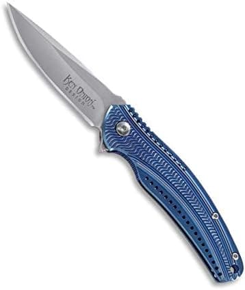 CRKT Ripple Blue Fixed Blade Knife with Sheath, Plain Edge K400BXP