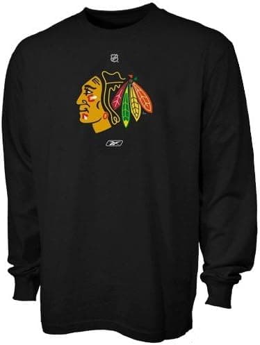 adidas Chicago Blackhawks Black Primary Logo Long Sleeve T-Shirt