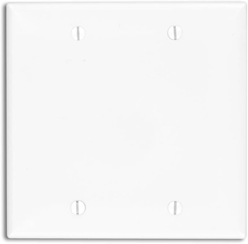 Leviton 80725-W 2-Gang No Device Blank Wallplate, Box Mounted, White
