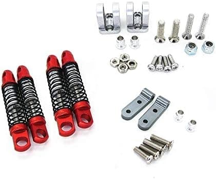 Sweetcutes for WPL D12 RC Car Upgrades Parts Metal Front & Rear Shock Absorbers Damper with Fixed Accessories,Red