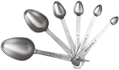 6PCS Stainless Steel Measuring Spoons Tablespoon Teaspoon Set for Cooking Baking Spice Jars Containers Dry Liquid Stevia Measurement Adding Ingredients to Recipes Drawer Kitchen Utensil Gadgets Home