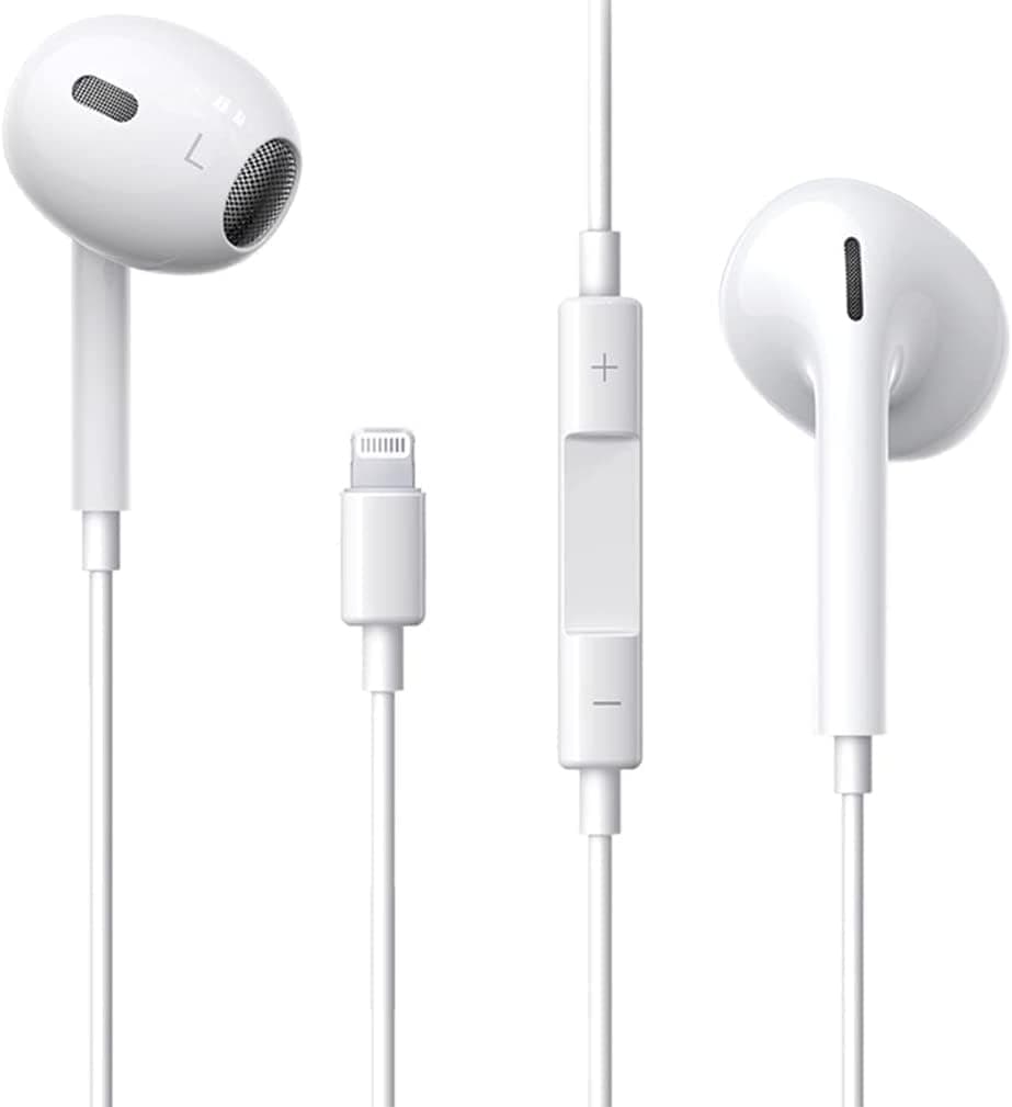 Apple Earbuds Wired with Lightning Connector [Apple MFi Certified] in Ear Stereo Noise Canceling Isolating Headset Headphone(Built-in Microphone&Volume Control)for iPhone 14/13/12/11/XR/XS/X/8-All iOS