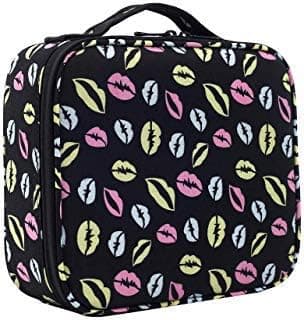 Rainbow-Lee Travel Makeup Case Cosmetic Bag- Portable Travel Cosmetic Case Brush Holder Artist Storage Bag with Adjustable Divider for Cosmetics Makeup Brushes Toiletry Jewelry Digital accessories