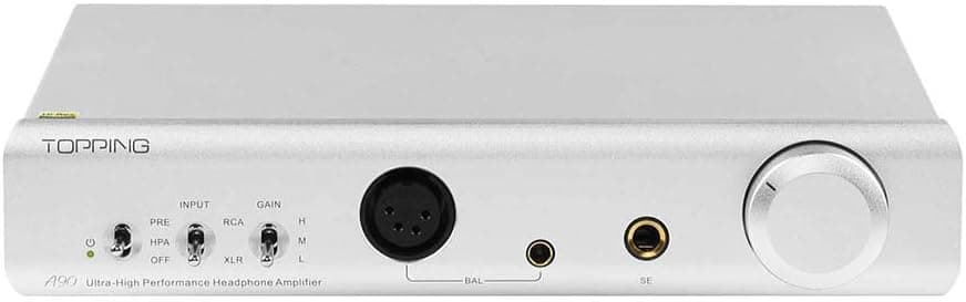Topping A90 HiFi Headphone Amplifier Pre Amplifier Balanced Output NFCA Modules 4-PIN-XLR 4.4 Balanced 6.35mm SE Output 7600mW x 2 Amplifiers for D90se (Silver)