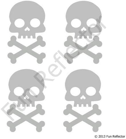 Silver Skull and Cross Bone Bicycle Reflector Reflective Sticker Decal