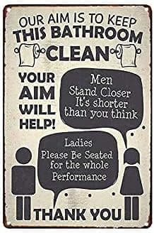 cafumcak Bathroom Rules New Vintage Metal Tin Sign Decor for Home Office Restaurant Garage Bar 8X12 Inch